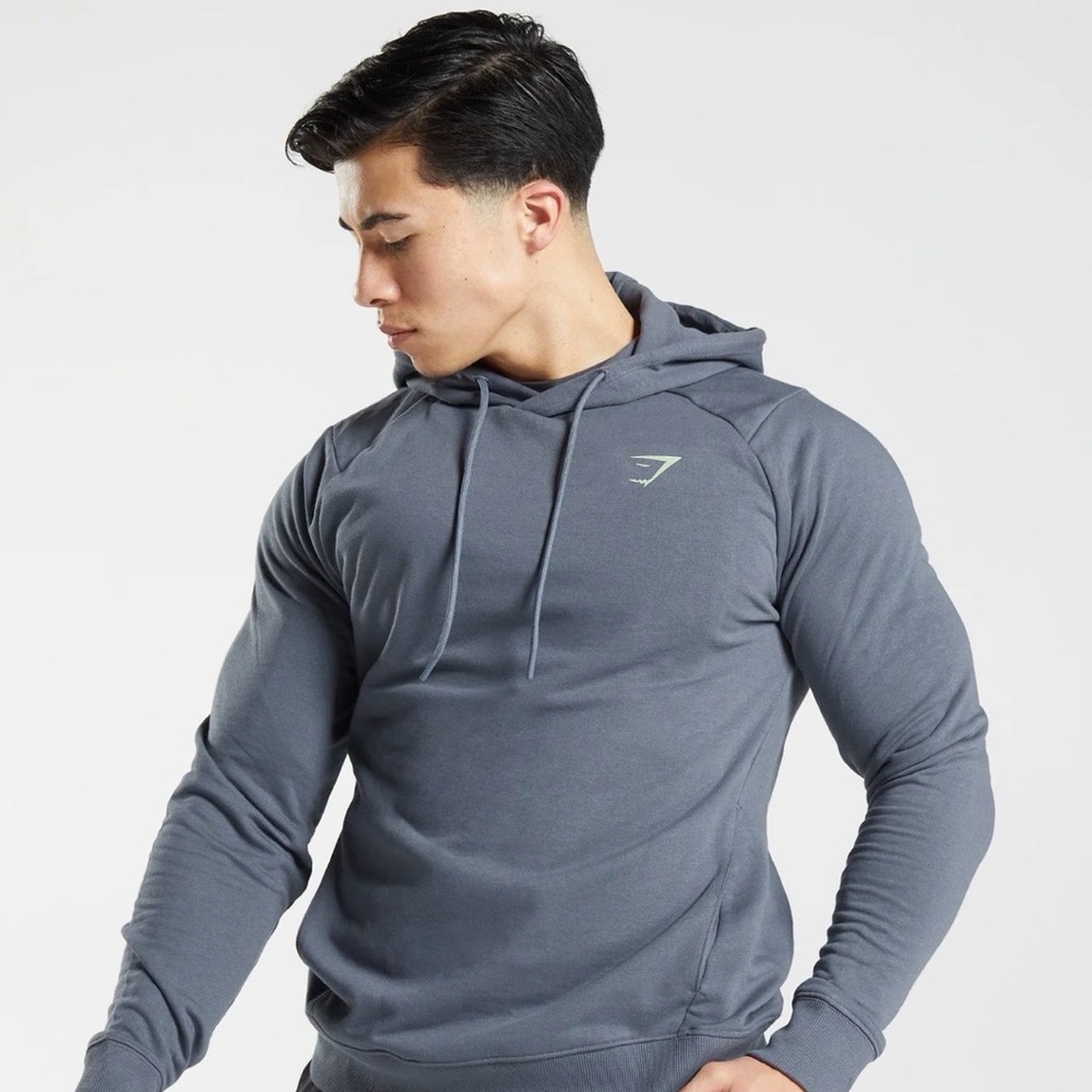 Gymshark ‘Bold’ Hoodie in Evening Blue with teal Vertical Logo. NWOT - Picture 2 of 4